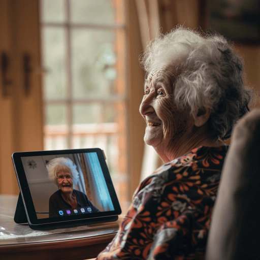Elderly making video call